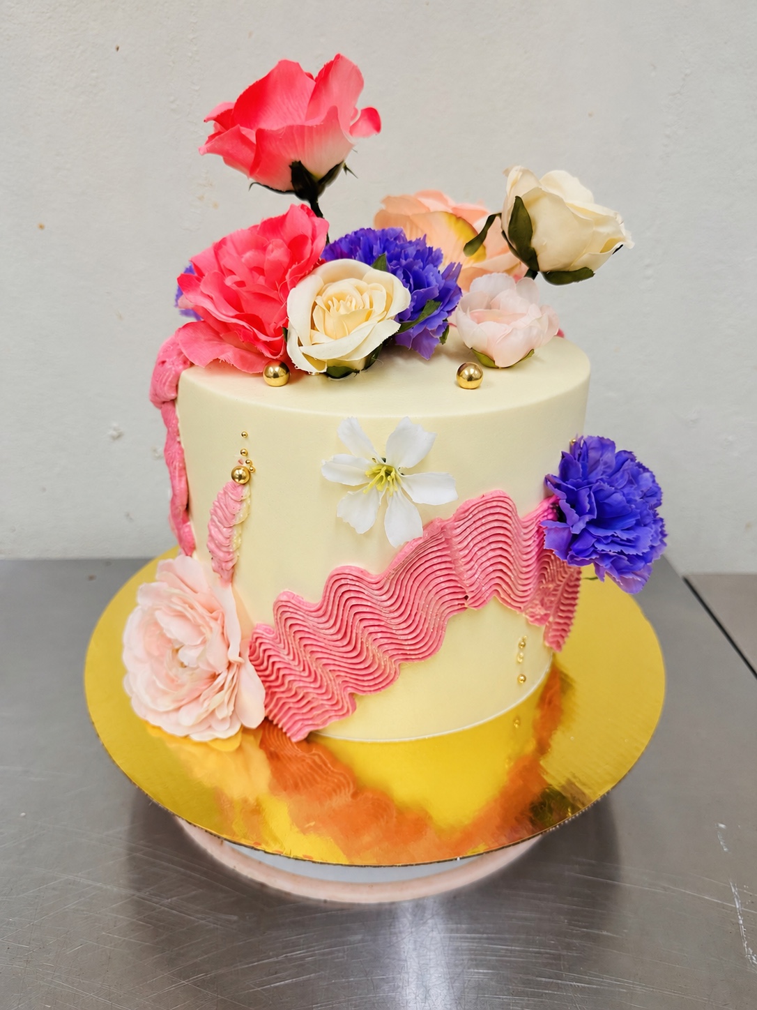 Floral custom cake
